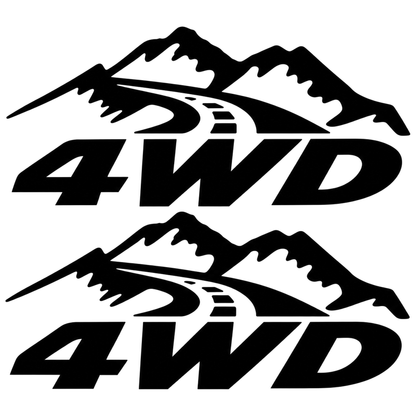 Set 2 Stickere 4WD Off-Road – Munți și Drum, Auto 4x4