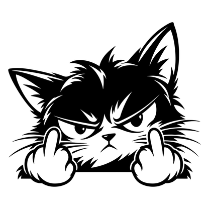 Sticker Auto Pisică Nervoasă – Middle Finger Cat – Funny JDM 16cm