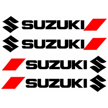 Set 4 Stickere Mânere Suzuki – Logo + Accent Roșu Racing, 12,5 × 2cm
