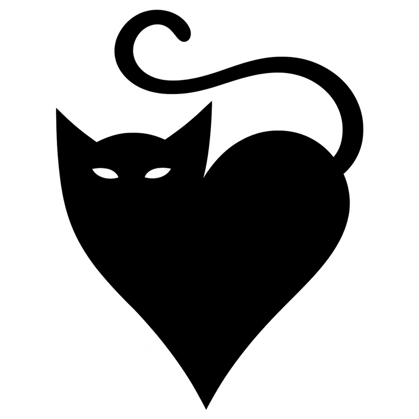 Sticker Pisică Inimă – Siluetă Cat Love