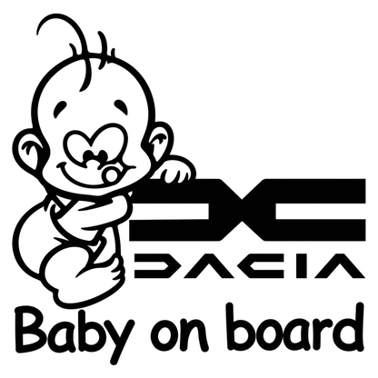 Sticker Dacia Baby on Board – Siglă Nouă Dacia, Bebeluș la Bord