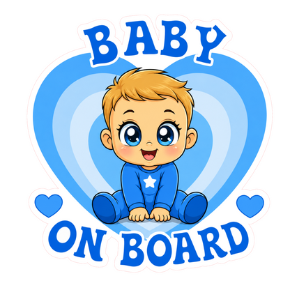 Sticker Baby on Board – Bebeluș Băiat, Albastru, Autocolant Auto