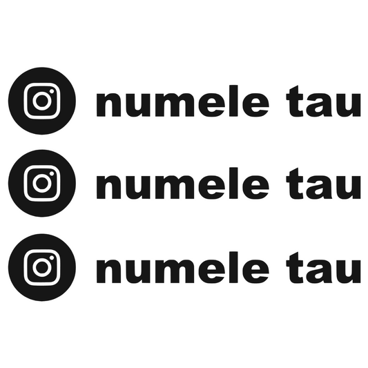 Sticker auto moto decorativ, rezistent, Instagram personalizat model 1, set 3 bucati