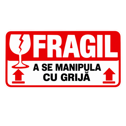 Set Stickere FRAGIL – 5 × 2.5 cm – Etichete Autocolante pentru Colete – A se Manipula cu Grijă