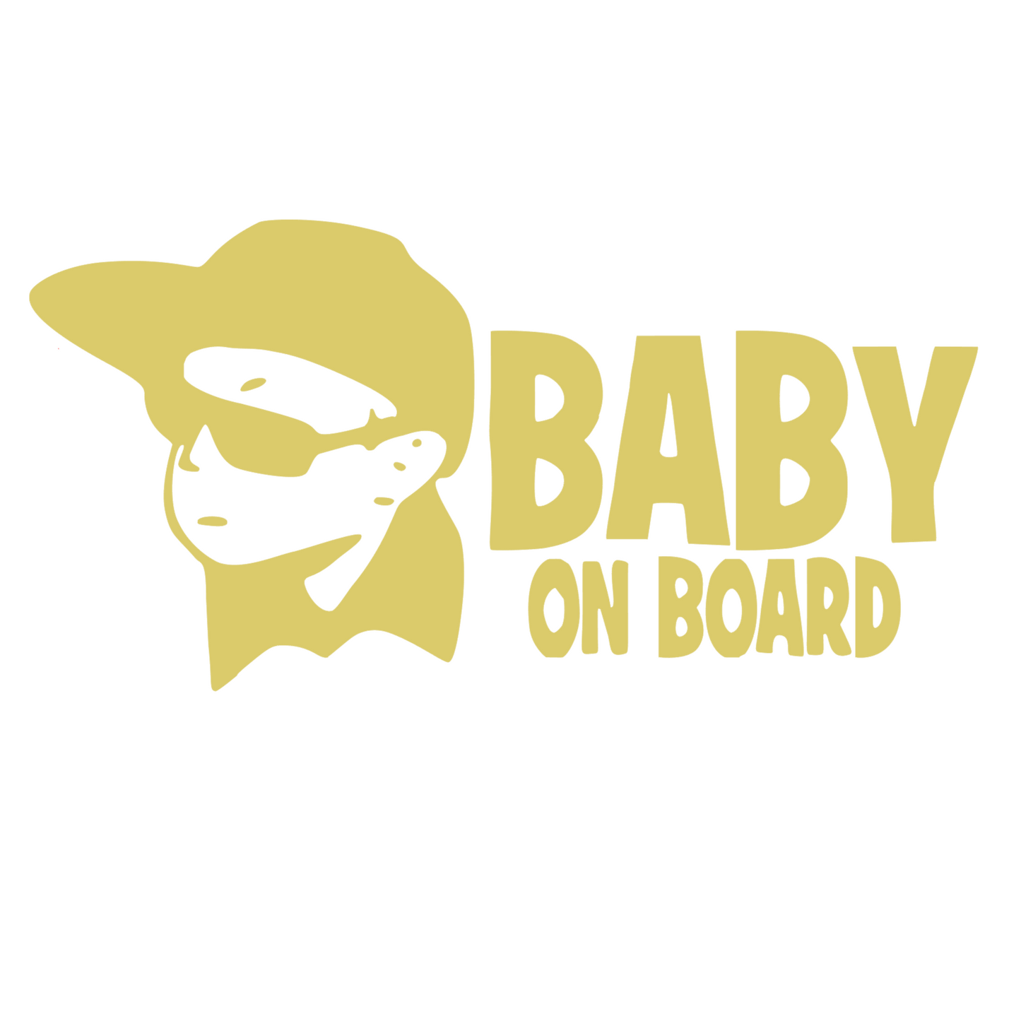 Sticker auto moto decorativ, tuning, rezistent la apa si UV, Baby on board cu sapca