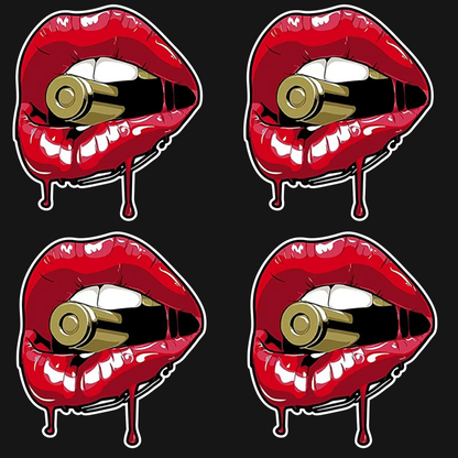 Set 4 Stickere auto "Red Lips"