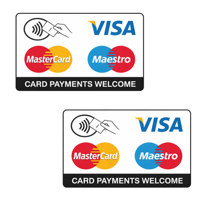 Set 2 stickere/placute magnetice, rezistente, pentru taxi, plata card visa mastercard v2