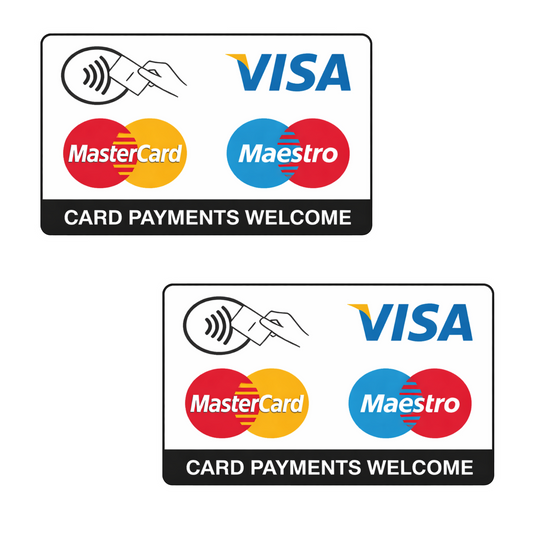 Set 2 stickere/placute magnetice, rezistente, pentru taxi, plata card visa mastercard v2