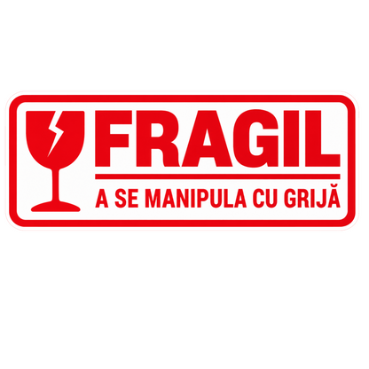 Set Stickere FRAGIL – 5 × 2 cm – Etichete Autocolante pentru Colete – A se Manipula cu Grija