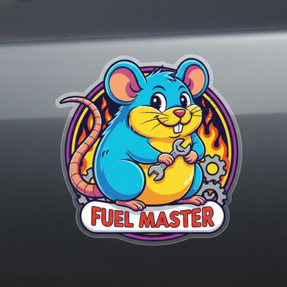 Sticker auto rezistent, decorativ, pentru capac rezervor, fuel master, soarece amuzant, v2