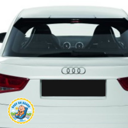Sticker auto rezistent Baby on Board, bebe in scaunel