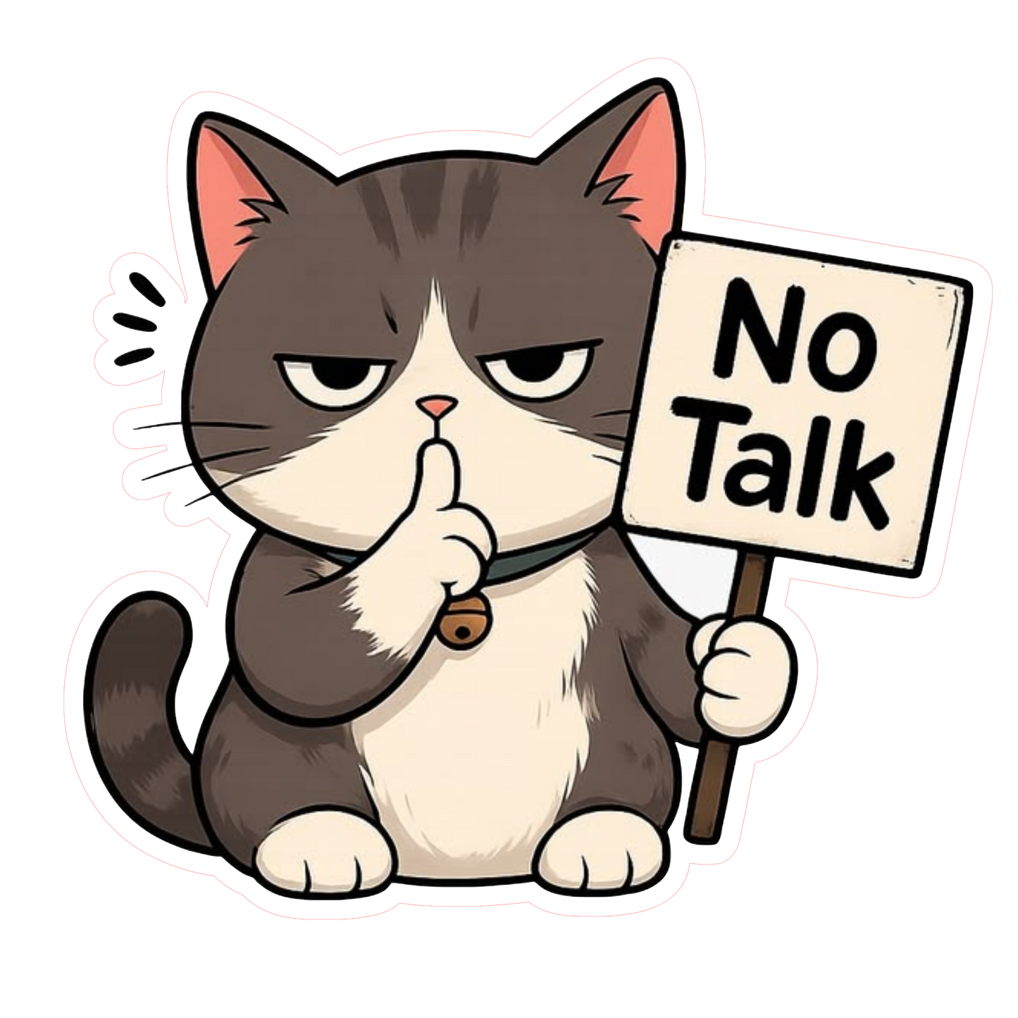 Sticker Pisică No Talk – Autocolant Decorativ Amuzant „Fără Vorbă”