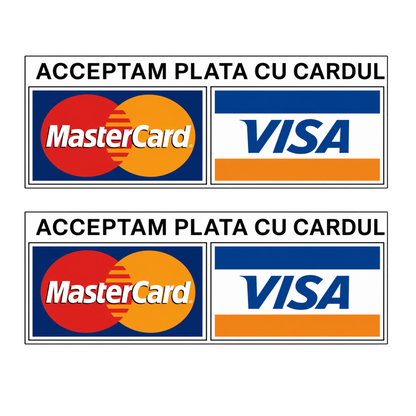 Set 2 stickere auto rezistente, pentru taxi sau vitrine, Acceptam plata cu cardul