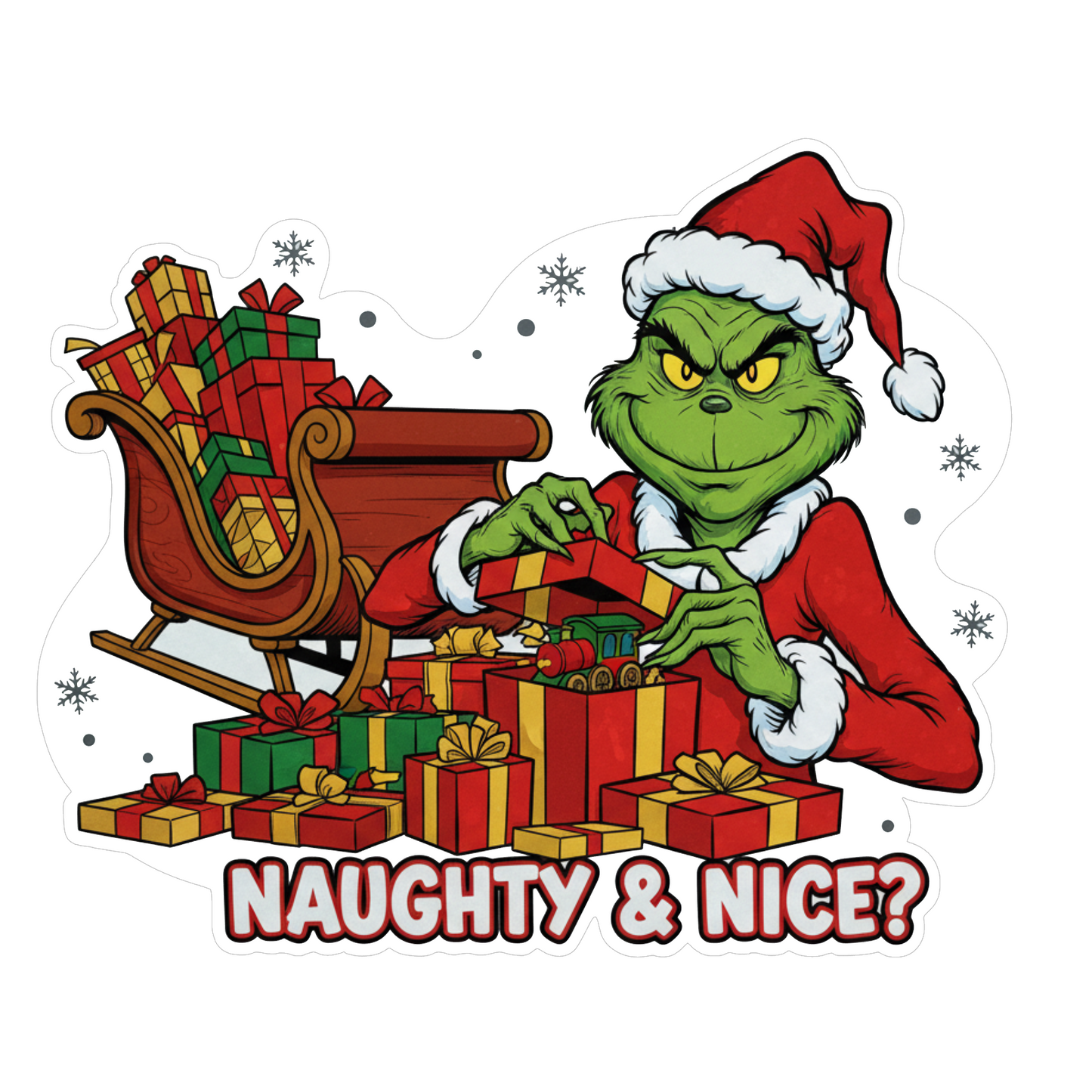 Sticker auto decorativ, abtibild, Mos Craciun Grinch, pentru caroserie, geamuri sau clapeta rezervor, v2