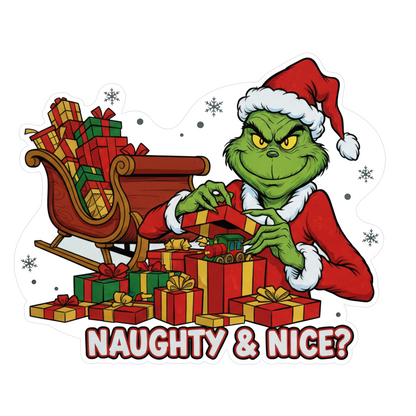 Sticker auto decorativ, abtibild, Mos Craciun Grinch, pentru caroserie, geamuri sau clapeta rezervor, v2