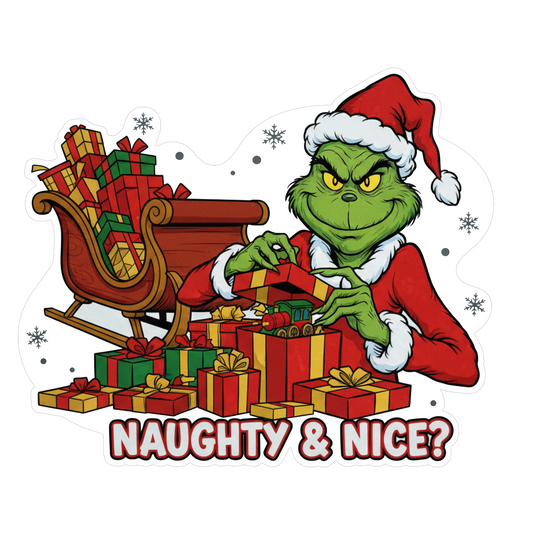 Sticker auto decorativ, abtibild, Mos Craciun Grinch, pentru caroserie, geamuri sau clapeta rezervor, v2