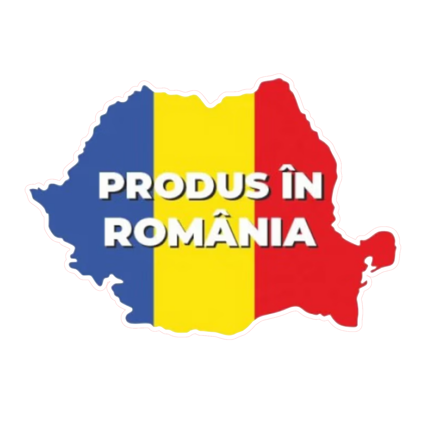 Stickere Produs în România – Hartă România – 6 × 4,2 cm – Etichete Autocolante