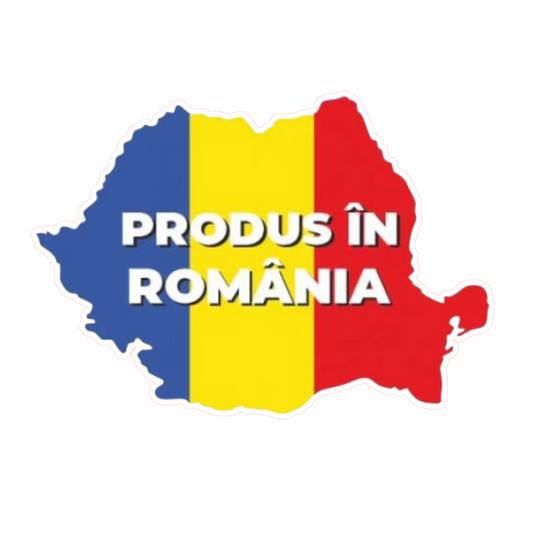 Stickere Produs în România – Hartă România – 6 × 4,2 cm – Etichete Autocolante
