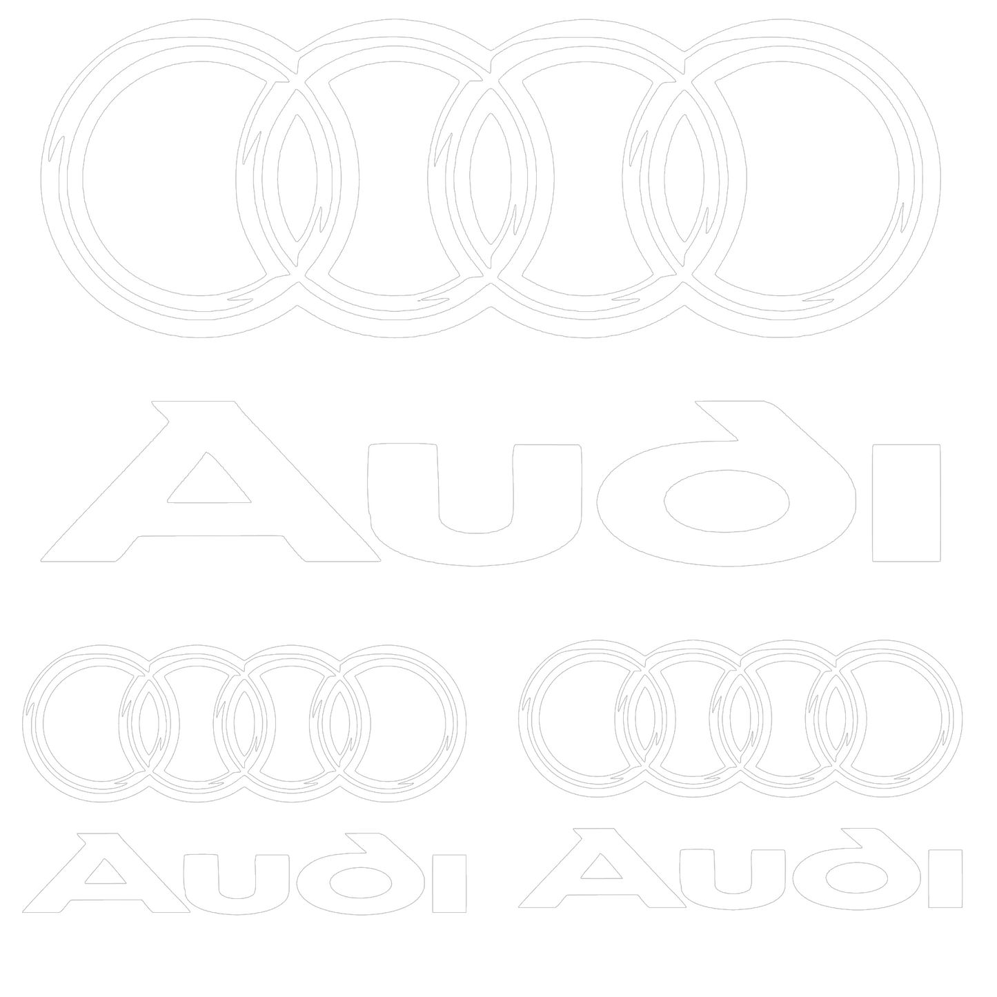 Set 3 stickere Audi cu sigla si scris