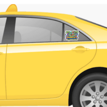 Sticker auto amuzant si rezistent, pentru taxi, Maimuta e in Concediu v1
