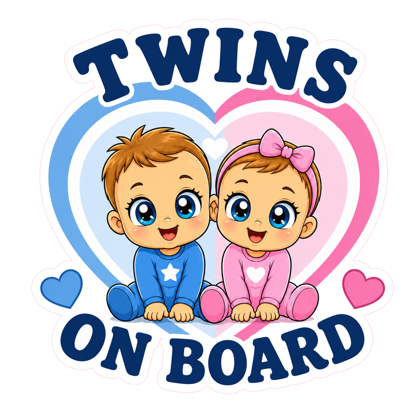 Sticker Baby on Board – Twins on board, baiat si fata, albastru si roz, Autocolant Auto
