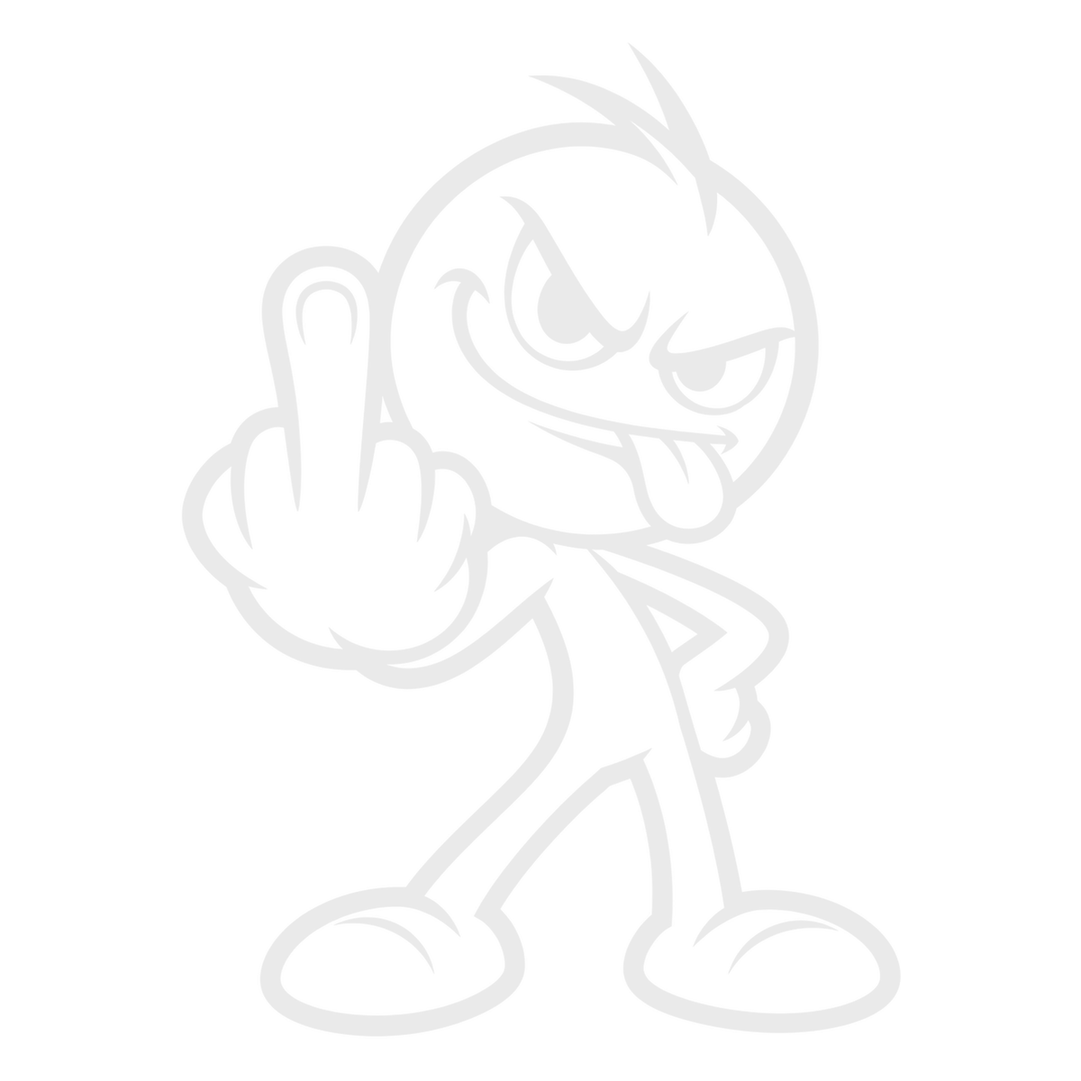 Sticker Auto Funny – Personaj Rebel cu Degetul Mijlociu 16cm