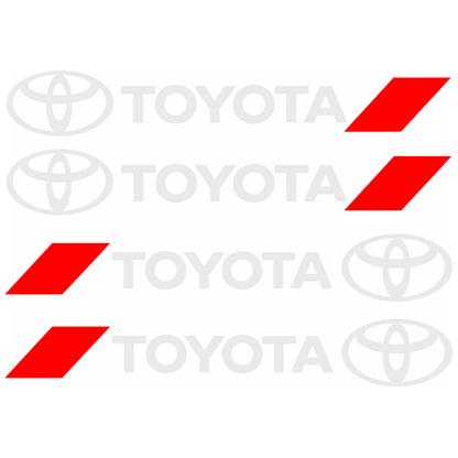 Set 4 Stickere Mânere Toyota – Logo + Accent Roșu Racing 12.5x2cm