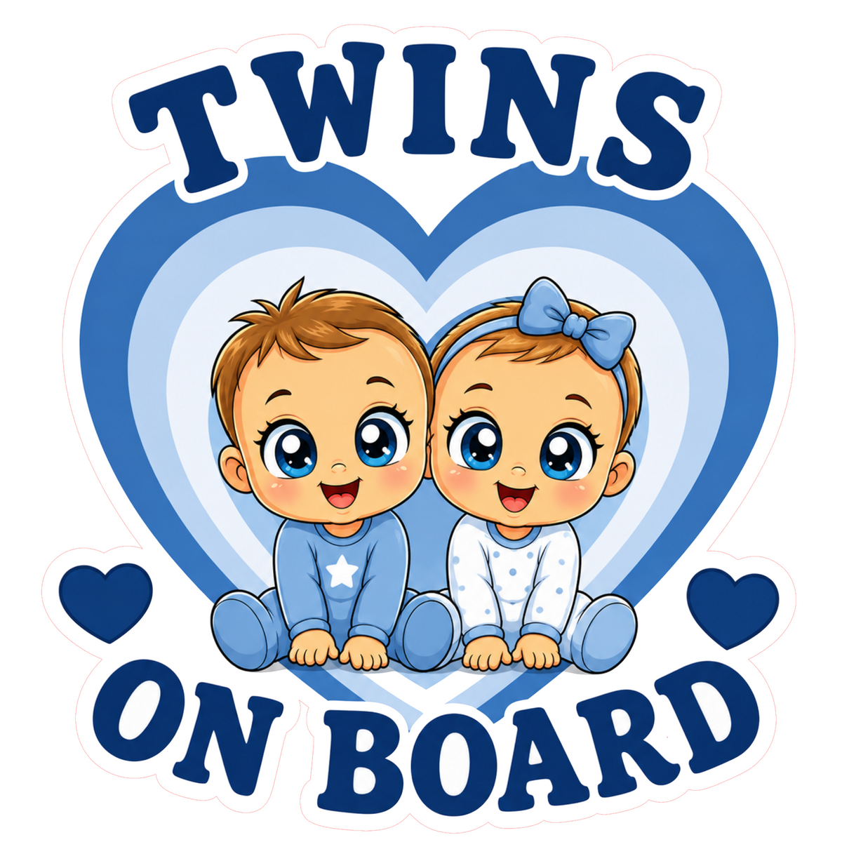 Sticker Baby on Board – Twins on board, baieti, albastru, Autocolant Auto