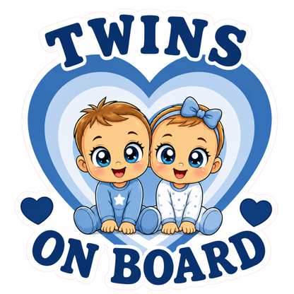 Sticker Baby on Board – Twins on board, baieti, albastru, Autocolant Auto