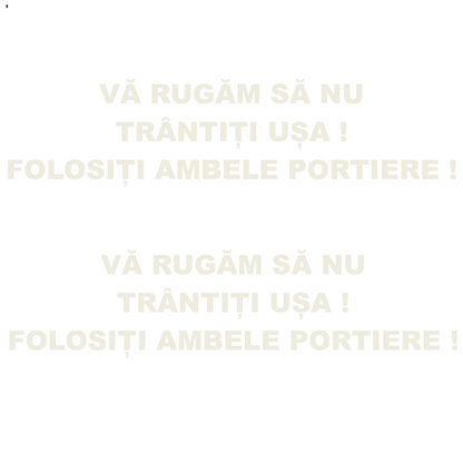 Sticker Taxi/Uber/Bolt, Nu trantiti usa, folositi ambele portiere
