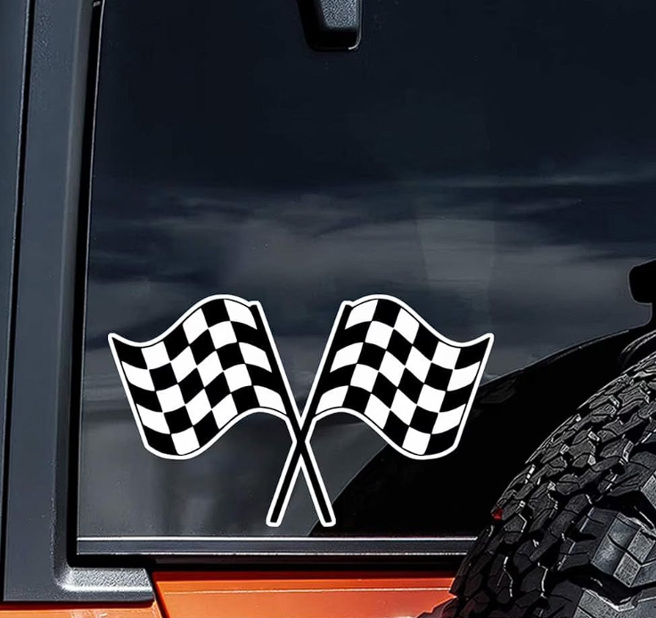 Set 2 Stickere Auto Racing – Steaguri de Curse Încrucișate, Motorsport, Tuning