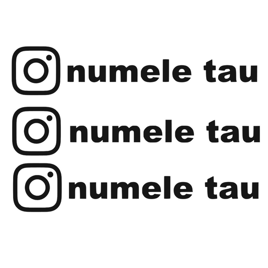 Sticker auto moto decorativ, rezistent, Instagram personalizat model 2, set 3 bucati