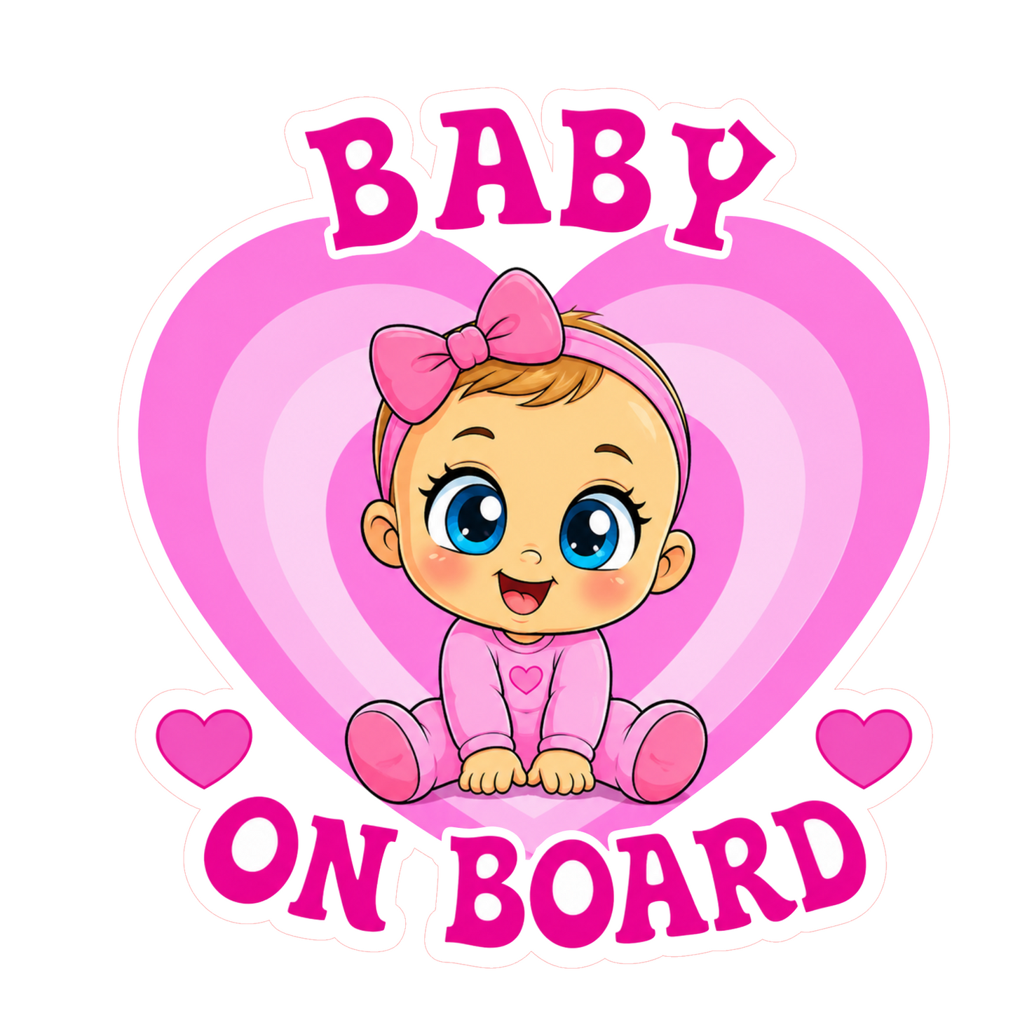 Sticker Baby on Board – Bebeluș Fetiță, Roz, Autocolant Auto