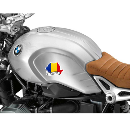 Sticker harta Romania tricolor contur tara, Autoadeziv