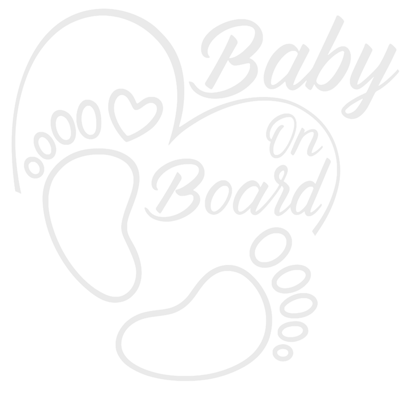 Sticker auto moto decorativ, tuning, rezistent la apa si UV, Baby on board cu picioruse si inima v2