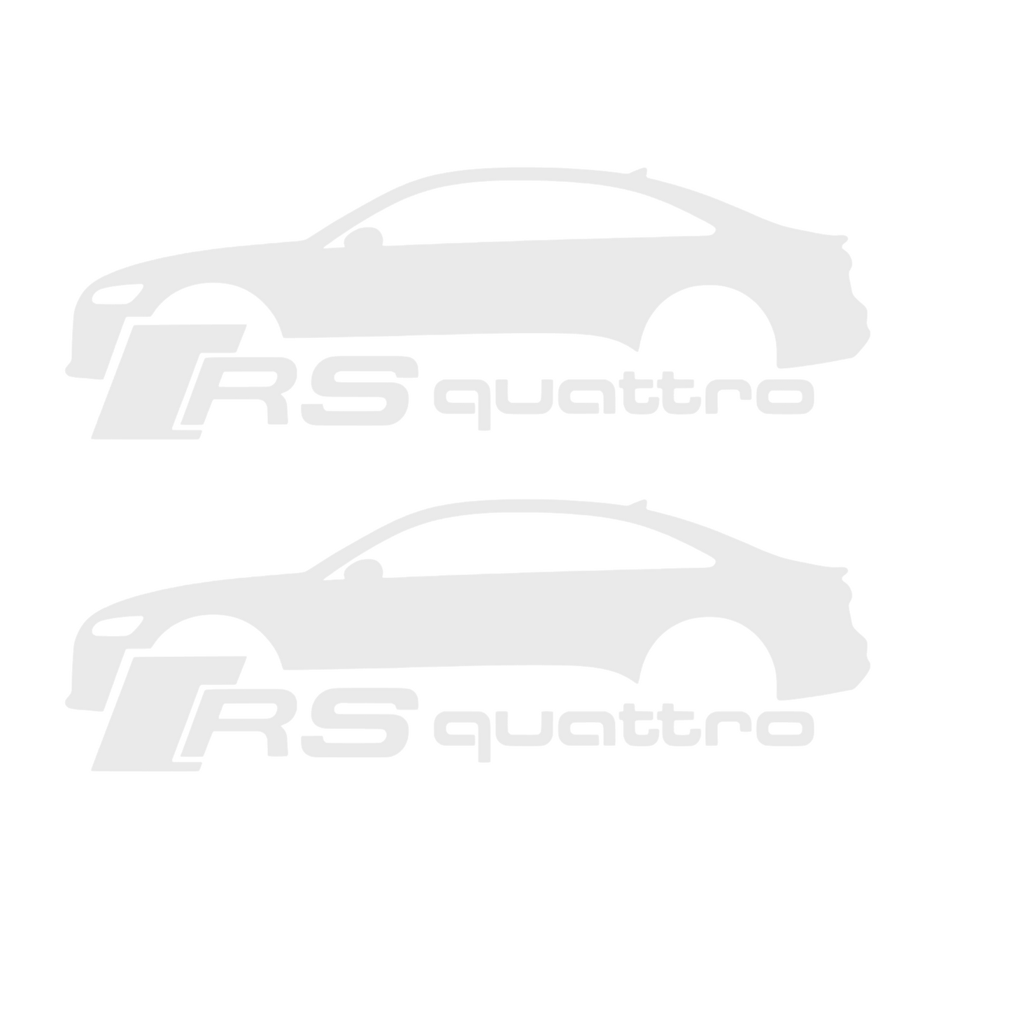 Set 2 stickere auto moto decorativ, tuning, rezistent la apa si UV, Audi RS Quattro
