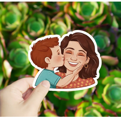 Sticker auto rezistent- sarut dulce mama si copil