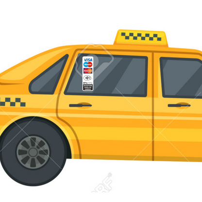 Set 2 Stickere Autocolant Plata cu cardul, pentru magazine sau taxi, rezistente, v1