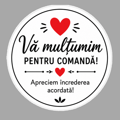Set 100 Stickere „Vă Mulțumim pentru Comandă!” – 5 cm – Etichete Autocolante Rotunde