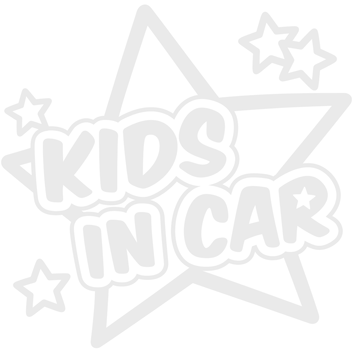 Sticker auto Kids in Car – Copii la bord, model cu stele, 17cm