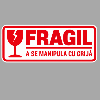 Set Stickere FRAGIL – 5 × 2 cm – Etichete Autocolante pentru Colete – A se Manipula cu Grija