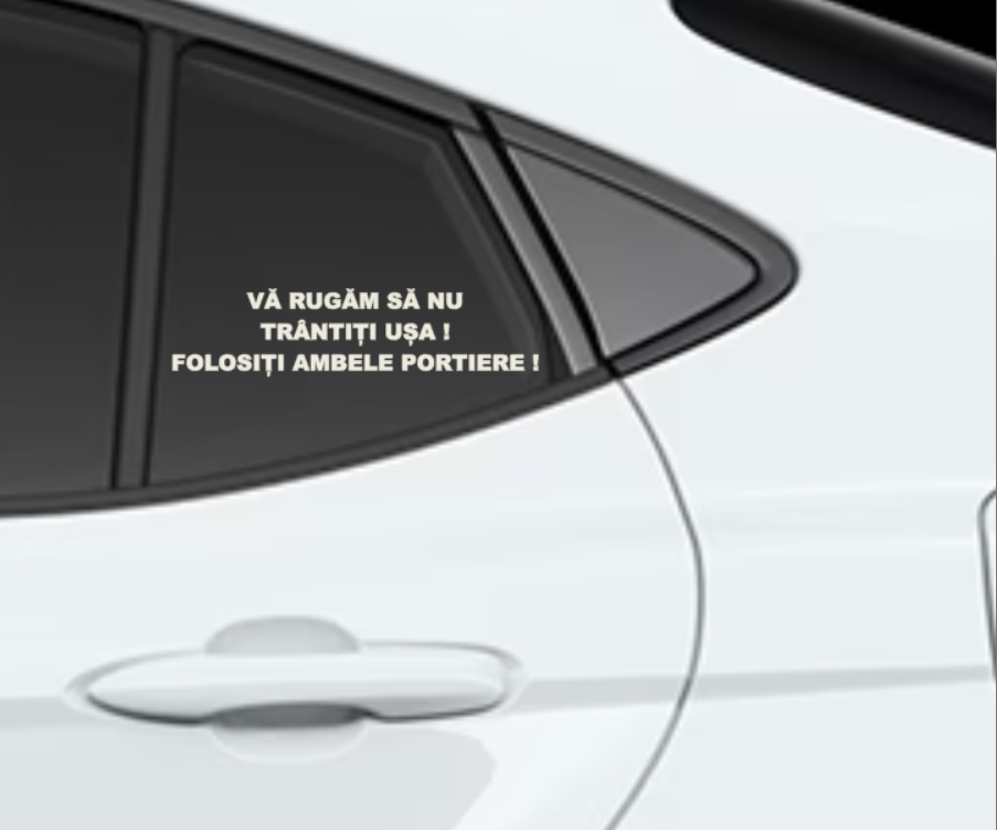 Sticker Taxi/Uber/Bolt, Nu trantiti usa, folositi ambele portiere