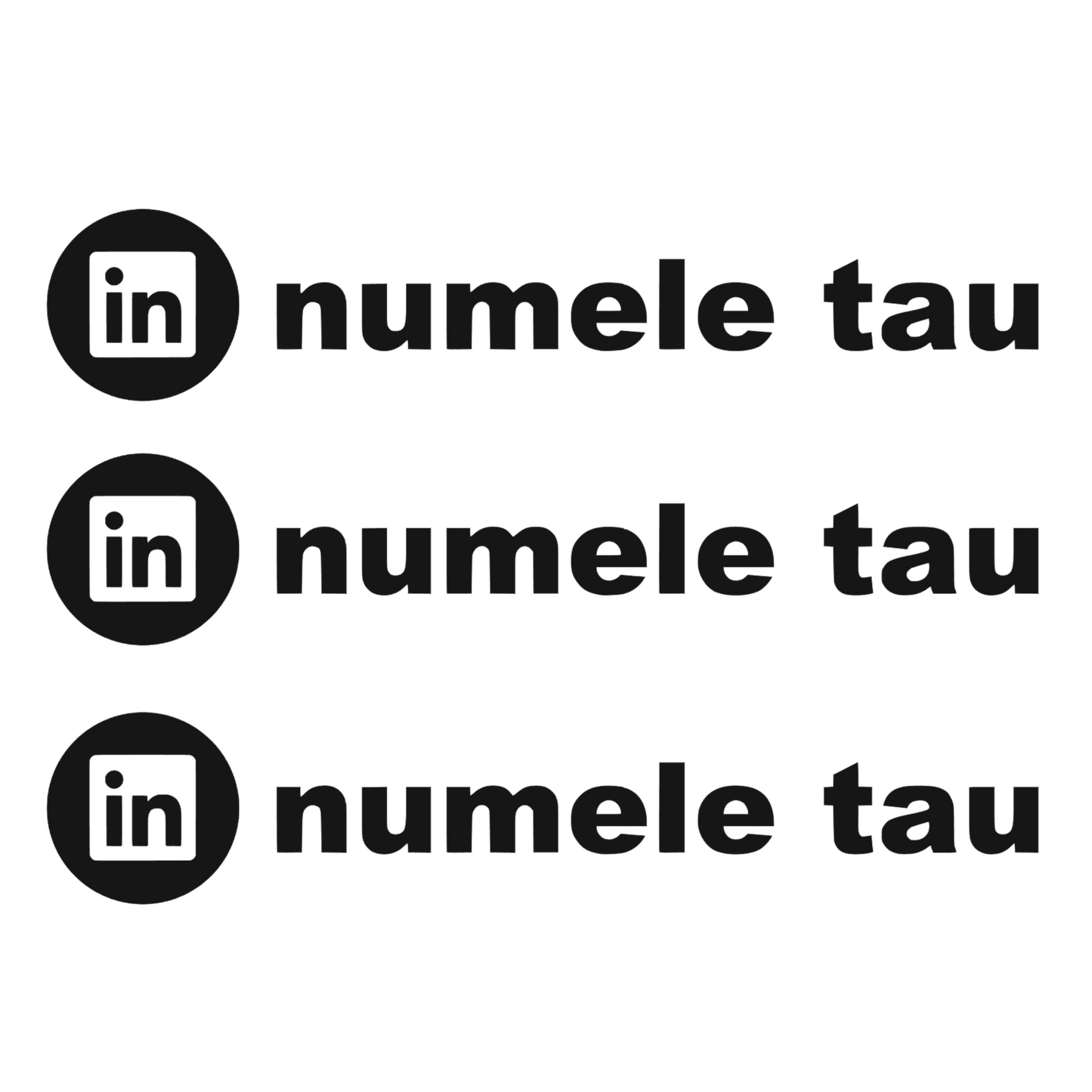 Sticker auto moto decorativ, rezistent, Linked In personalizat, set 3 bucati