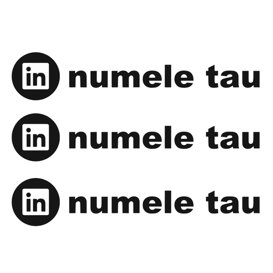 Sticker auto moto decorativ, rezistent, Linked In personalizat, set 3 bucati