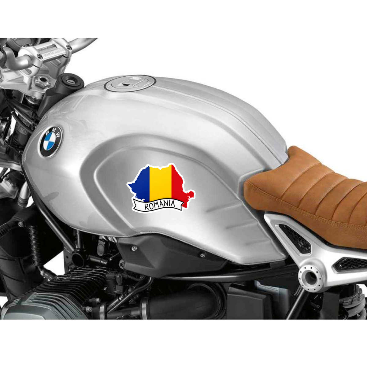 Sticker harta Romania tricolor contur tara, Autoadeziv