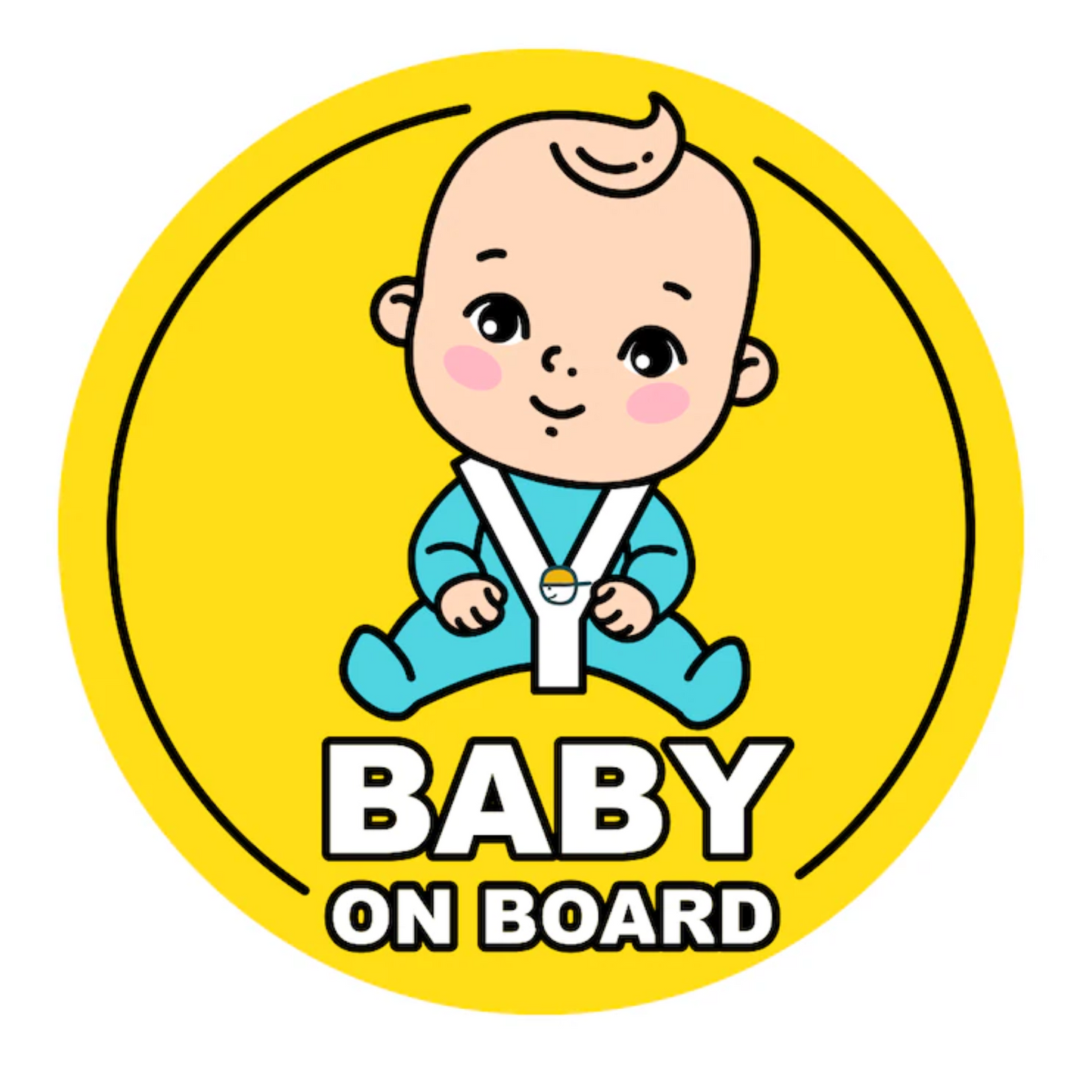 Sticker auto rezistent, baby on board, baietel in centura