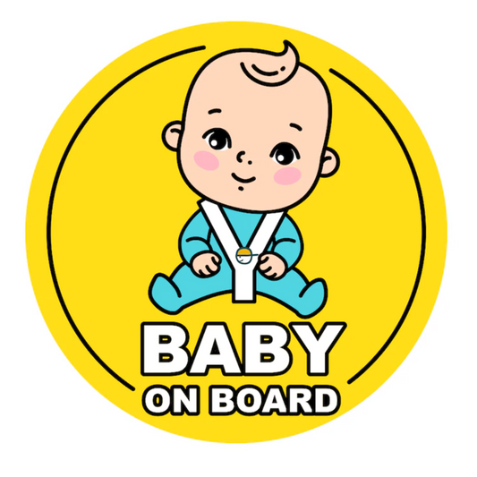 Sticker auto rezistent, baby on board, baietel in centura