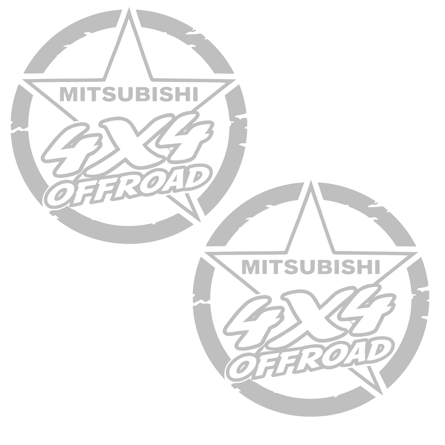 Set 2 stickere auto, rezistente la apa, Stea Off Road, Mitsubishi