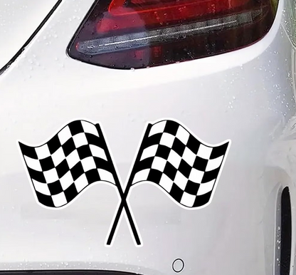 Set 2 Stickere Auto Racing – Steaguri de Curse Încrucișate, Motorsport, Tuning