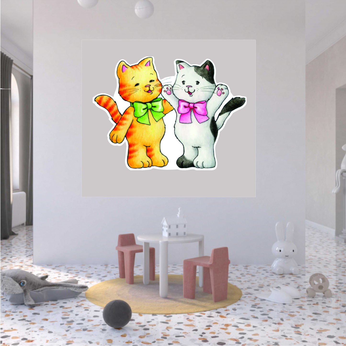 Sticker decorativ rezizstent, pisici tip acuarela